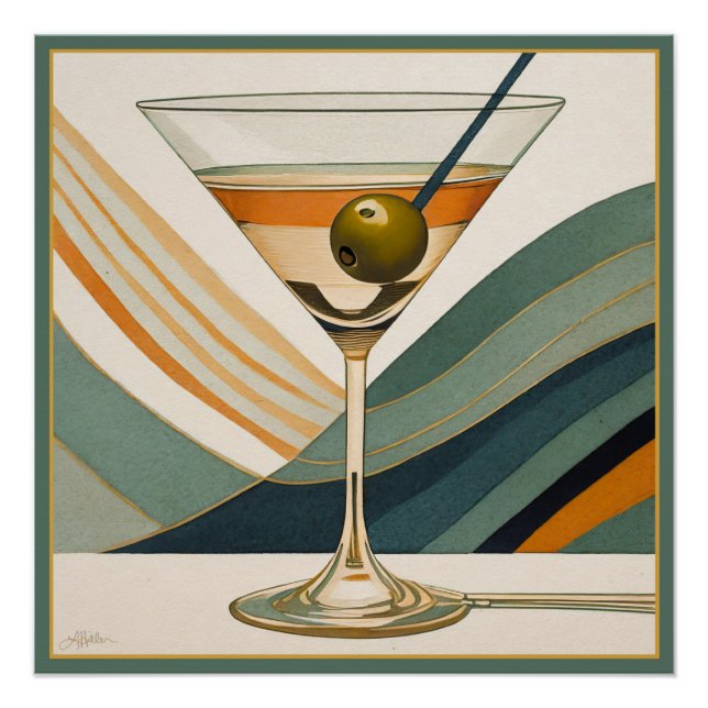 Cocktail Martini Mid Century Design Poster (Front)