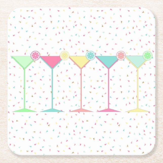 Cocktail Martini Square Paper Coaster (Front)