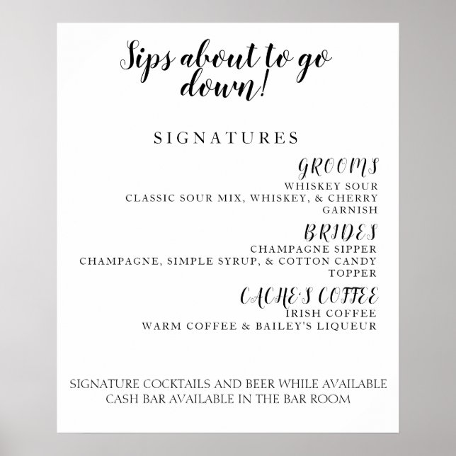 Cocktail Menu Poster (Front)
