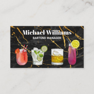 Cocktail Mix Drinks Mixology Marble Business Card