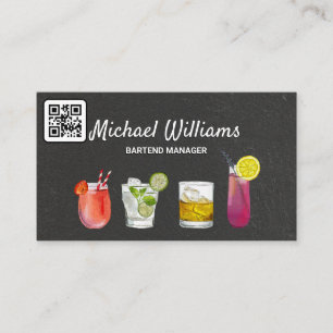 Cocktail Mix Drinks Mixology QR Code Business Card