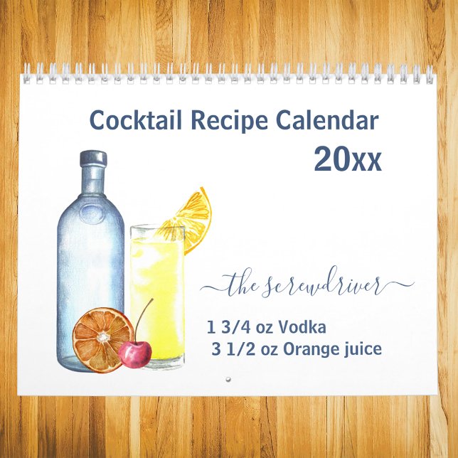 Cocktail Mixed Drink Recipes Alcohol Bar Calendar (Creator Uploaded)