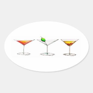 Cocktail Mixed Drinks Martini Cosmopolitan Cosmo Oval Sticker