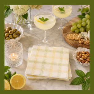 Cocktail Napkin Lime & Lemon Plaid Gin & Tonic