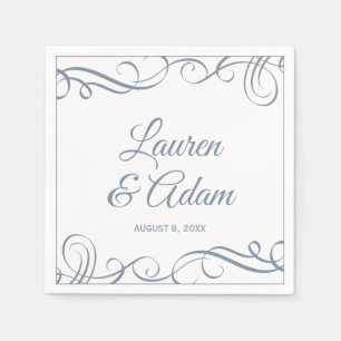 Cocktail Napkins   Elegant Swirls (Dusty Blue)