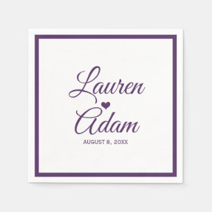 Cocktail Napkins   Simple Script Heart (Plum)