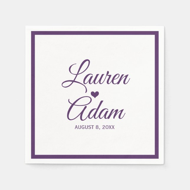 Cocktail Napkins | Simple Script Heart (Plum) (Front)