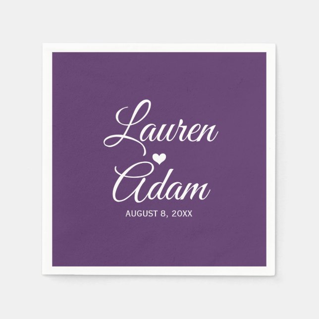 Cocktail Napkins | Simple Script Heart (Plum) DK (Front)