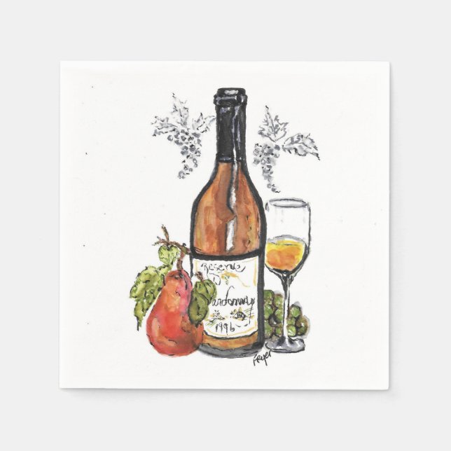 Cocktail napkins, Wine - original watercolor Napkin (Front)