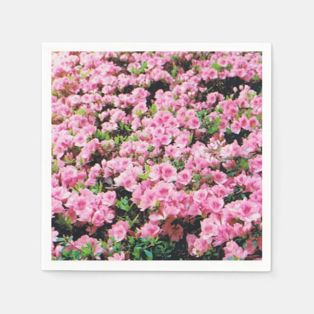 Cocktail Napkins with a Pink Floral Design (Front)