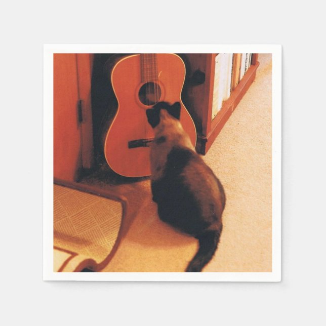 Cocktail Napkins with a Siamese Cat Photo (Front)