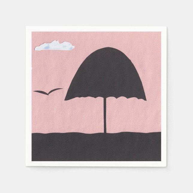 Cocktail Napkins with a Warm Pink Sunset Scene (Front)