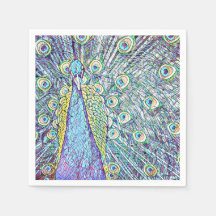 Cocktail Napkins with Pretty Peacock Design