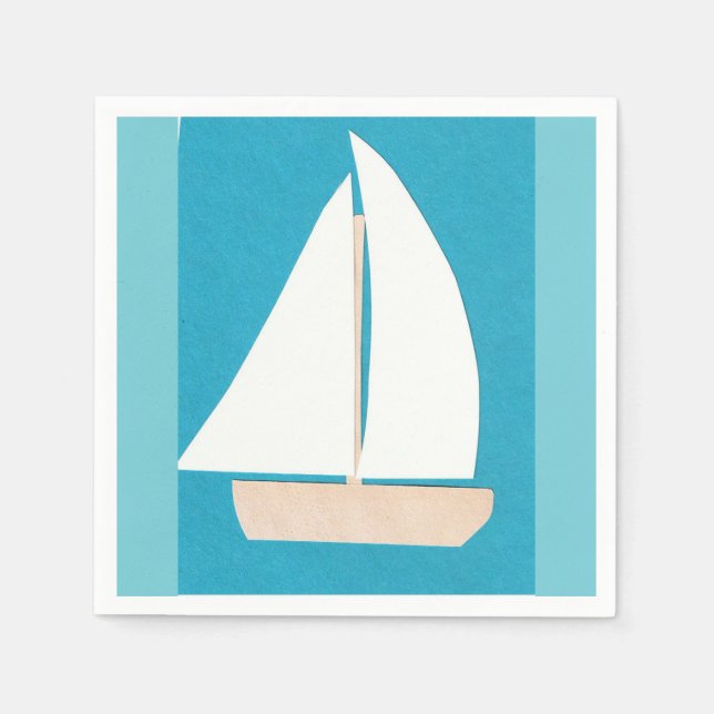 Cocktail Napkins with Sailboat Design (Front)