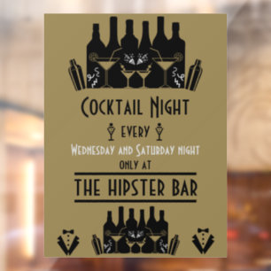 Cocktail Night Bar Pub Window Cling