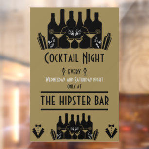 Cocktail Night Bar Pub Window Cling