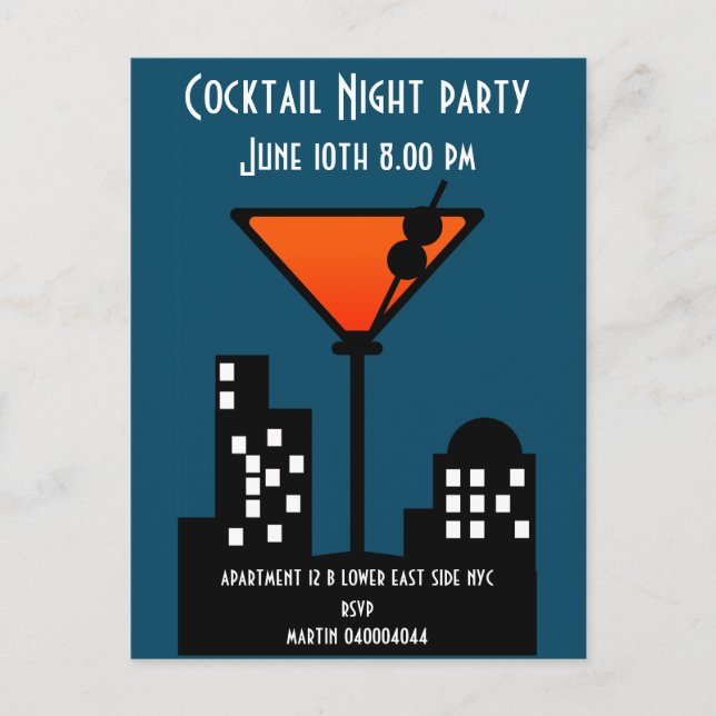 Cocktail Night Party Invitation (Front)