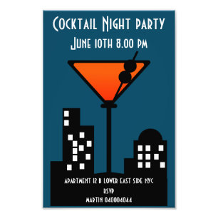 Cocktail Night Party Invitation Photo Print