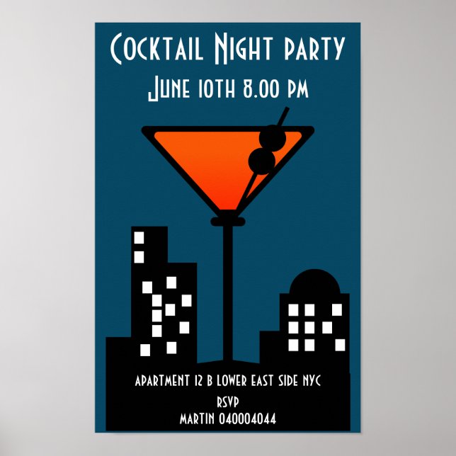 Cocktail Night Party Invitation Poster (Front)