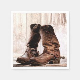 Cocktail Paper Napkin Boots Country Rustic Western