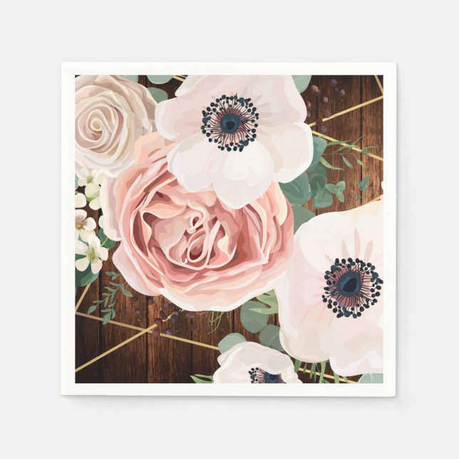 Cocktail Paper Napkin Geometric Garden Rose Barn (Front)