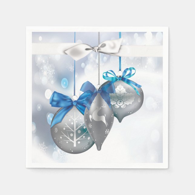 Cocktail Paper Napkin Ornaments Snowflakes Snow Fl (Front)