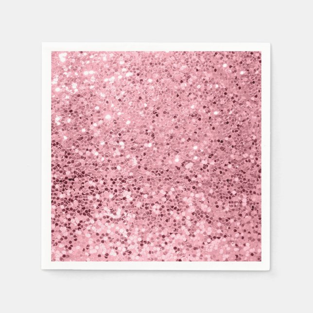 Cocktail Paper Napkin Rose Gold Glitter (Front)