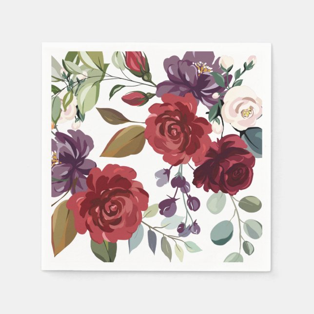 Cocktail Paper Napkin White Roses Gold Geometric F (Front)