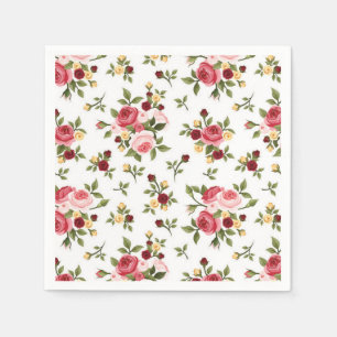 Cocktail Paper Napkins-Pink & Red Roses Napkin