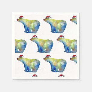 Cocktail Paper Napkins Santa Bear