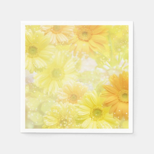 Cocktail Paper Napkins-Yellow Flowers Napkin (Front)