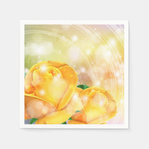 Cocktail Paper Napkins-Yellow Roses Napkin