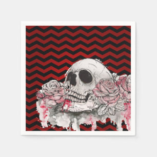 Cocktail Paper Napkinskull Rose goth Chevron black Napkin