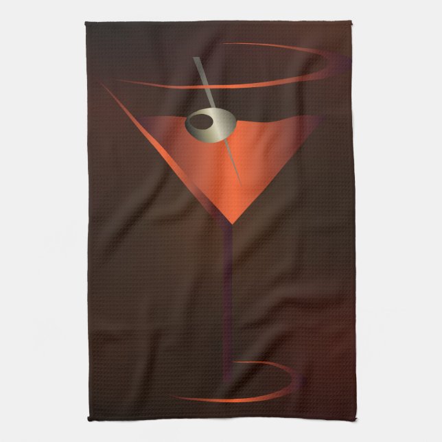 Cocktail Party Bar Towel - Red Cocktail Martini (Vertical)
