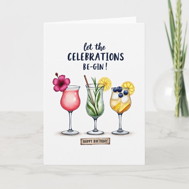 Cocktail Party Birthday Card (Front)