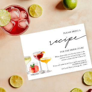 Cocktail Party Bridal Shower Recipe Request Invitation