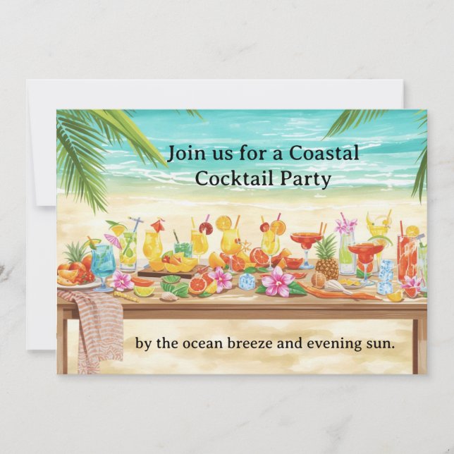 Cocktail Party by the beach with lot of drinks Invitation (Front)