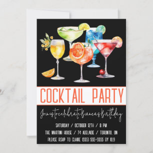 Cocktail Party, Fruity Drinks, Birthday Party Invitation