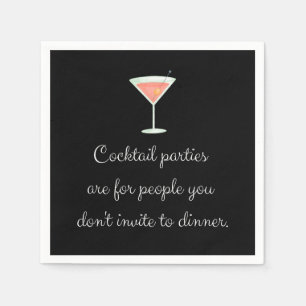 Cocktail party funny napkin black martini