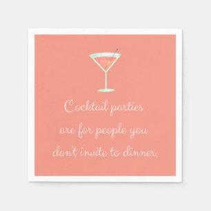 Cocktail party funny napkin martini salmon colour