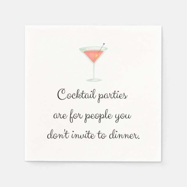 Cocktail party funny napkin white martini (Front)