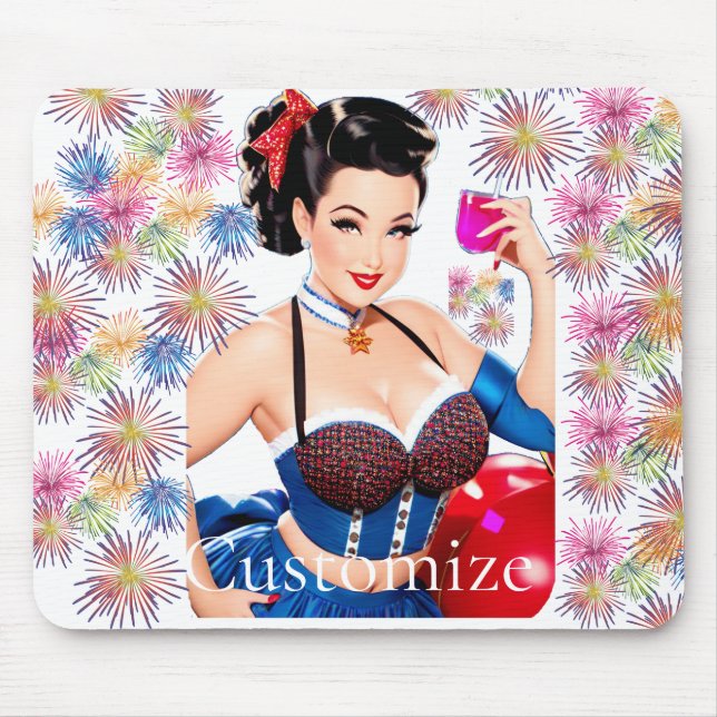 Cocktail Party Girl Thunder_Cove Mouse Mat (Front)