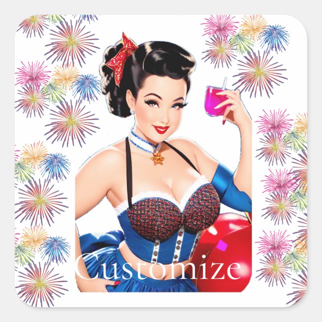 Cocktail Party Girl Thunder_Cove Square Sticker (Front)