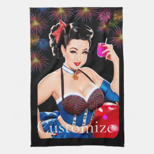 Cocktail Party Girl Thunder_Cove Tea Towel