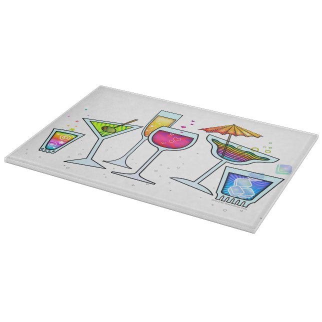 Cocktail Party Glasses Glass Cutting Boards (Corner)