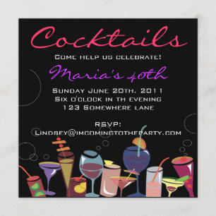 Cocktail Party Happy Birthday Invitation Drink
