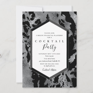 Cocktail Party Invitation Black Silver