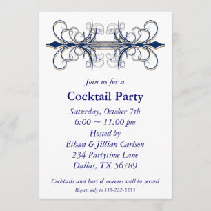 Cocktail Party Invitation Blue Party Invitations