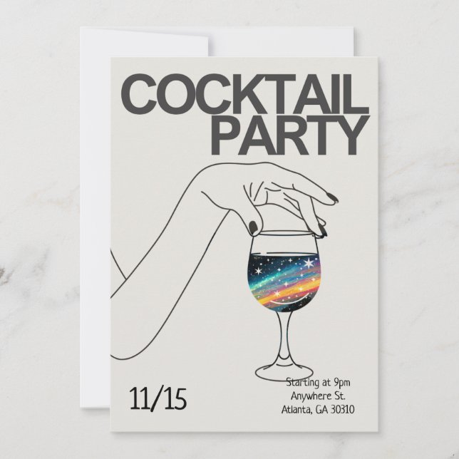Cocktail Party Invitation Personalised Invite (Front)