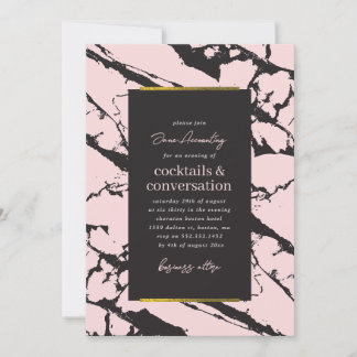 Cocktail Party Invitation Pink Marble